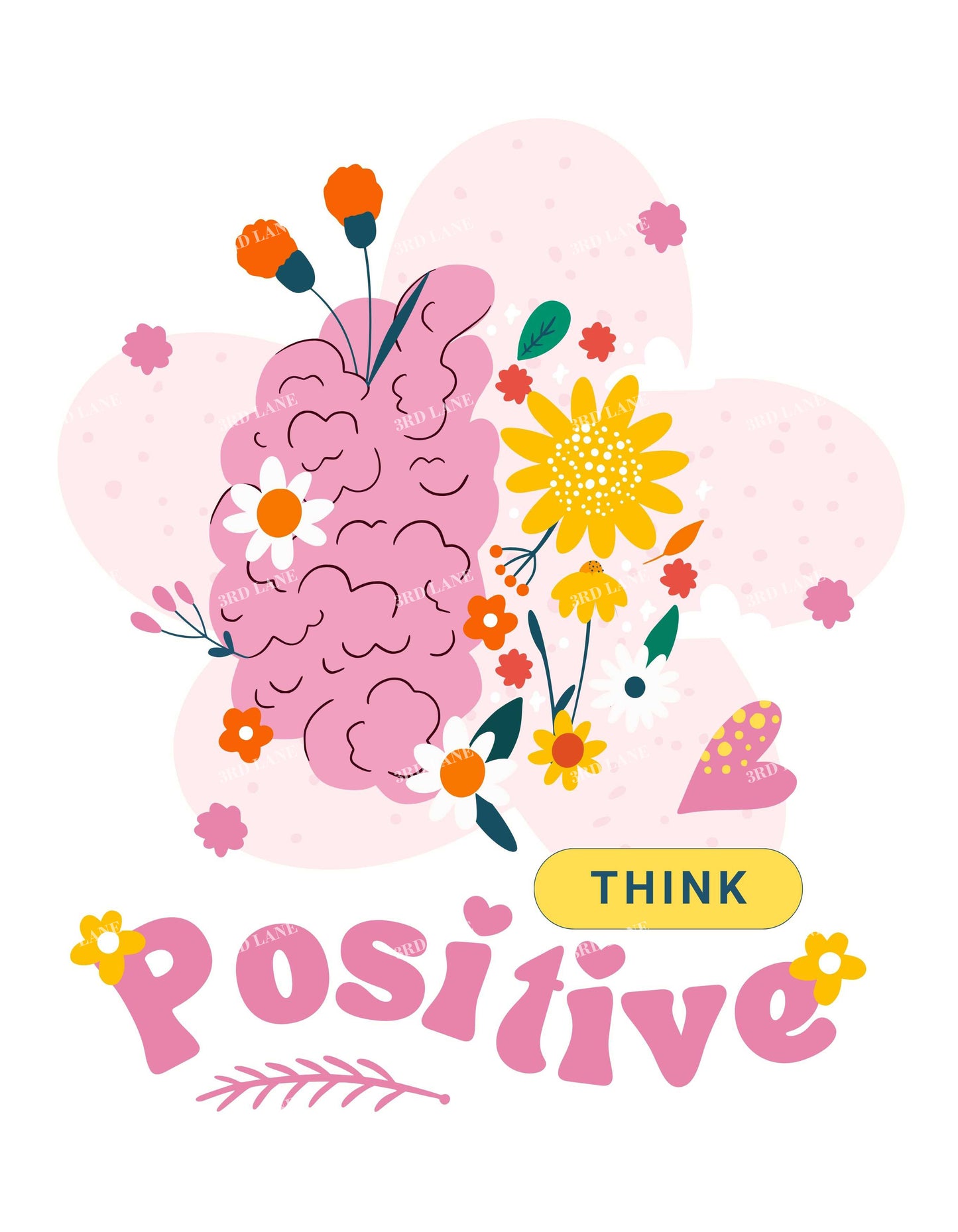 White Think Positive Graphic