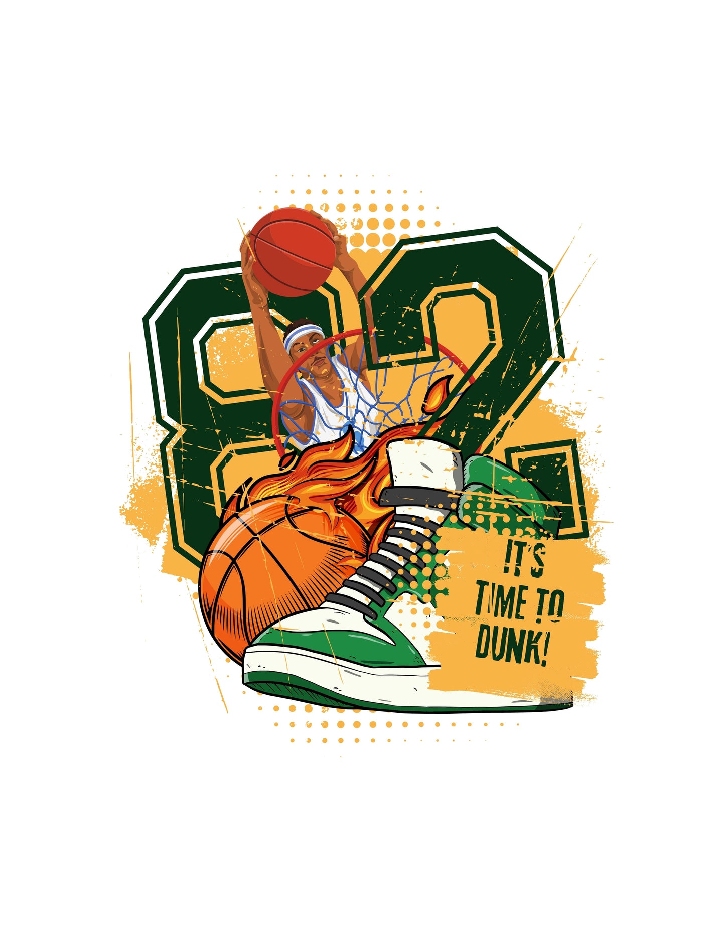 Lt Grey Marl It's Time to Dunk Graphic