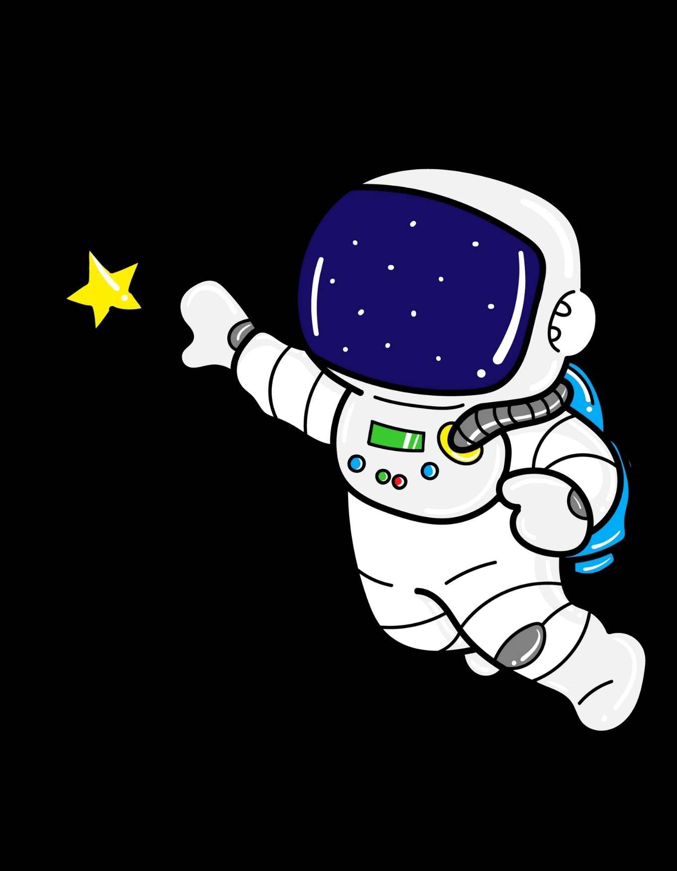 Black Astronaut touching Star Graphic