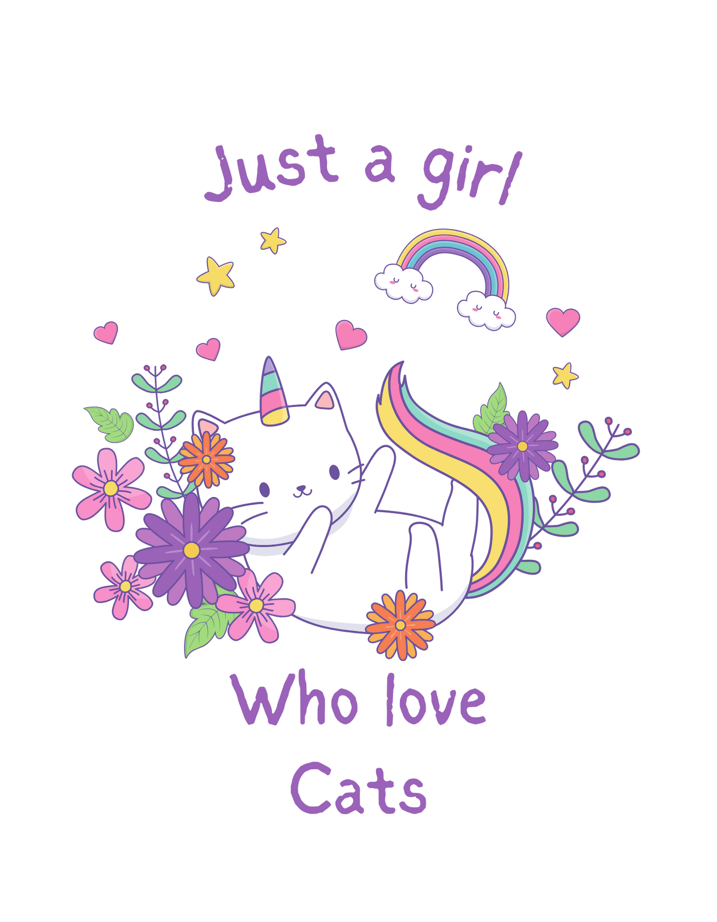 White Girl Who Love Cats Graphic