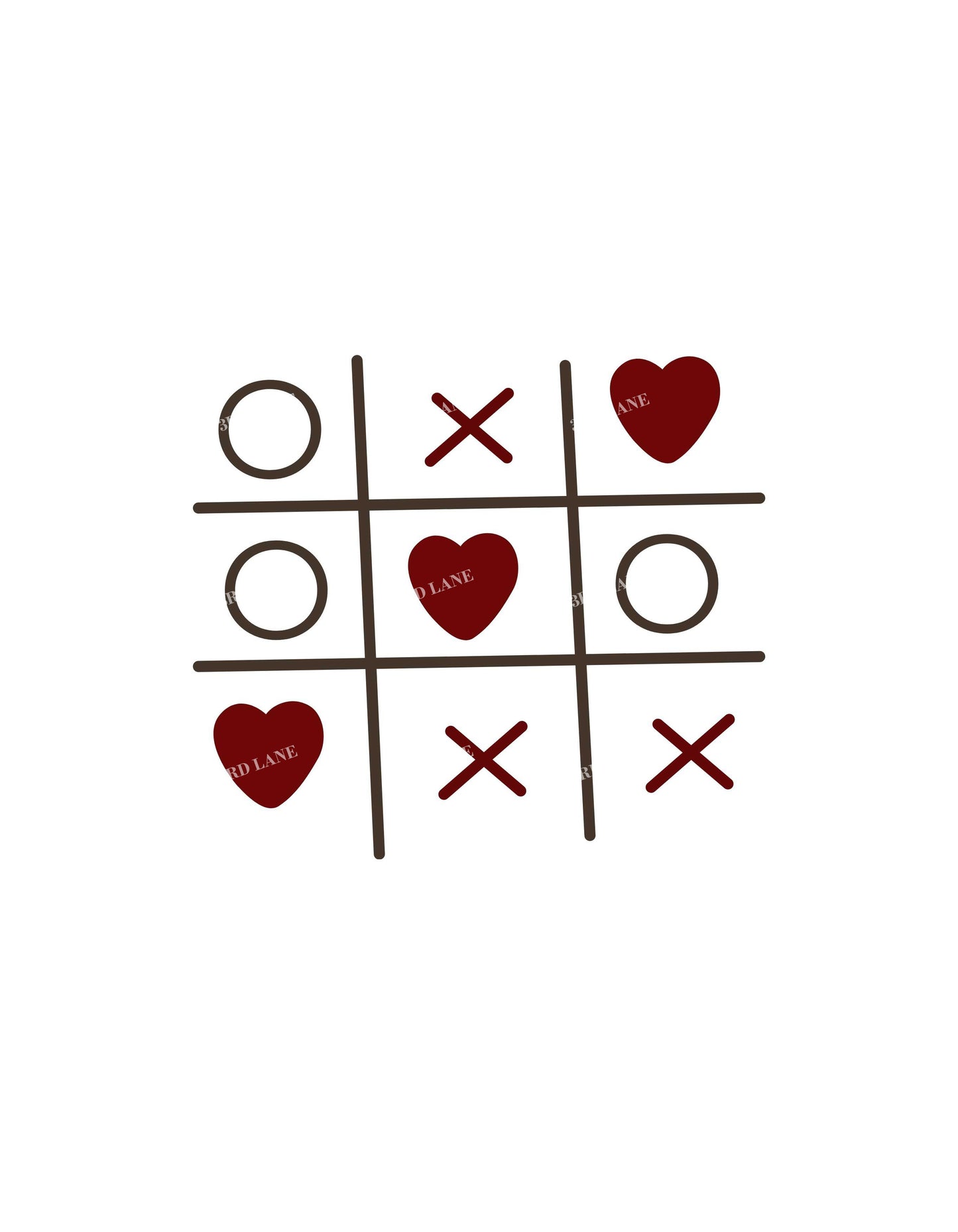 White Love Tic-Tac-Toe Graphic