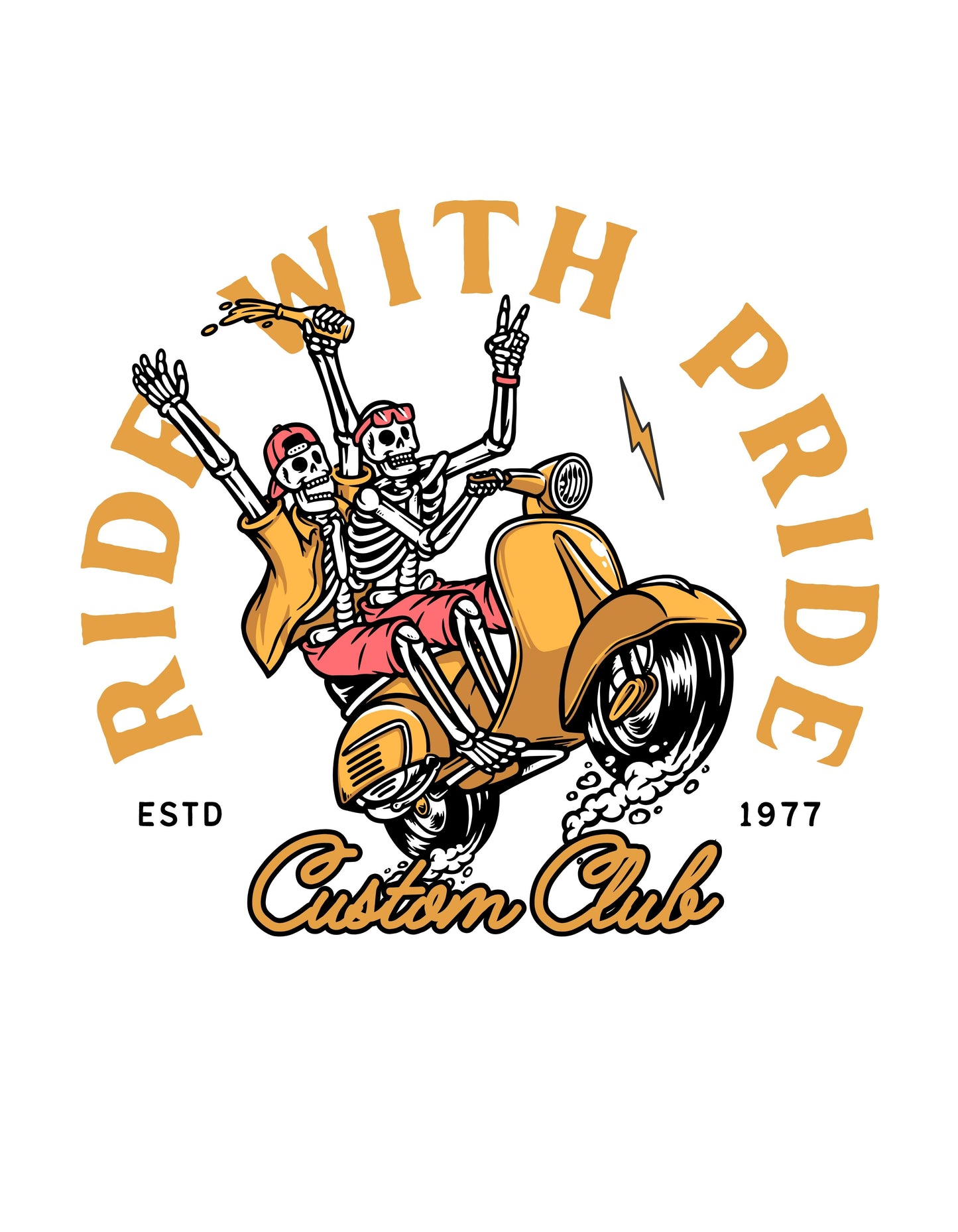 White Ride With Pride Graphic