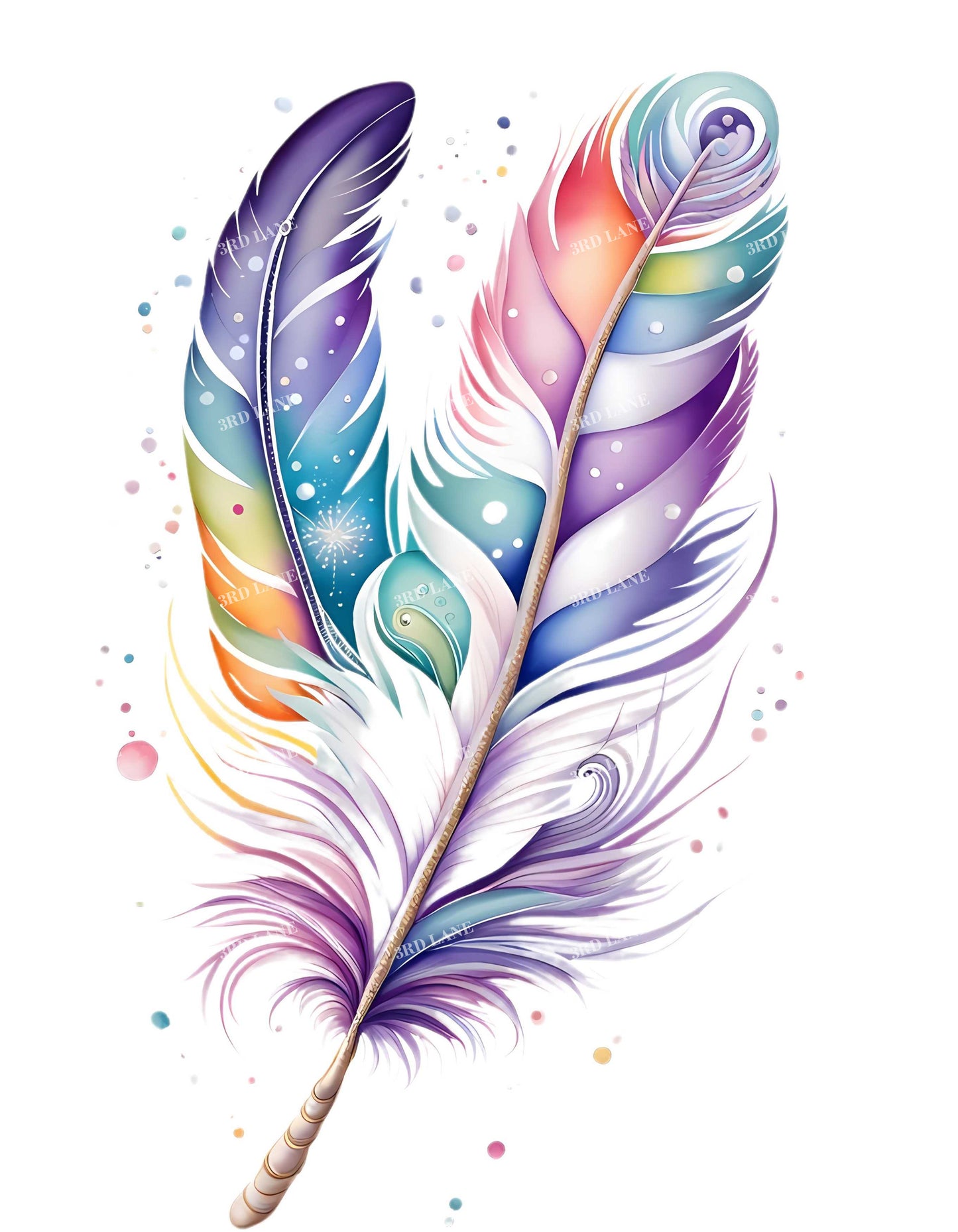 Lt Grey Marl Colourful Feather Graphic