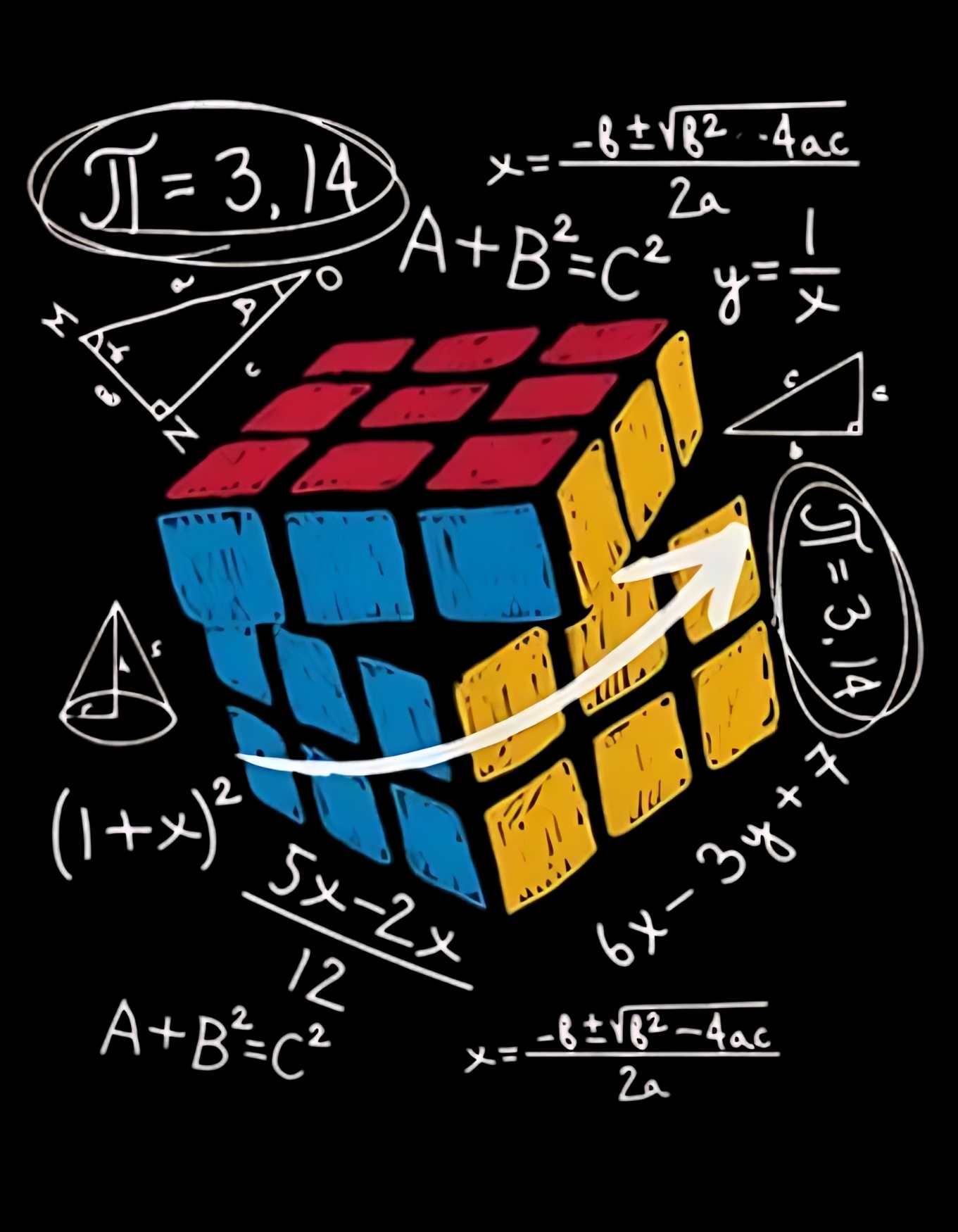 Coral Rubic Cube Graphic