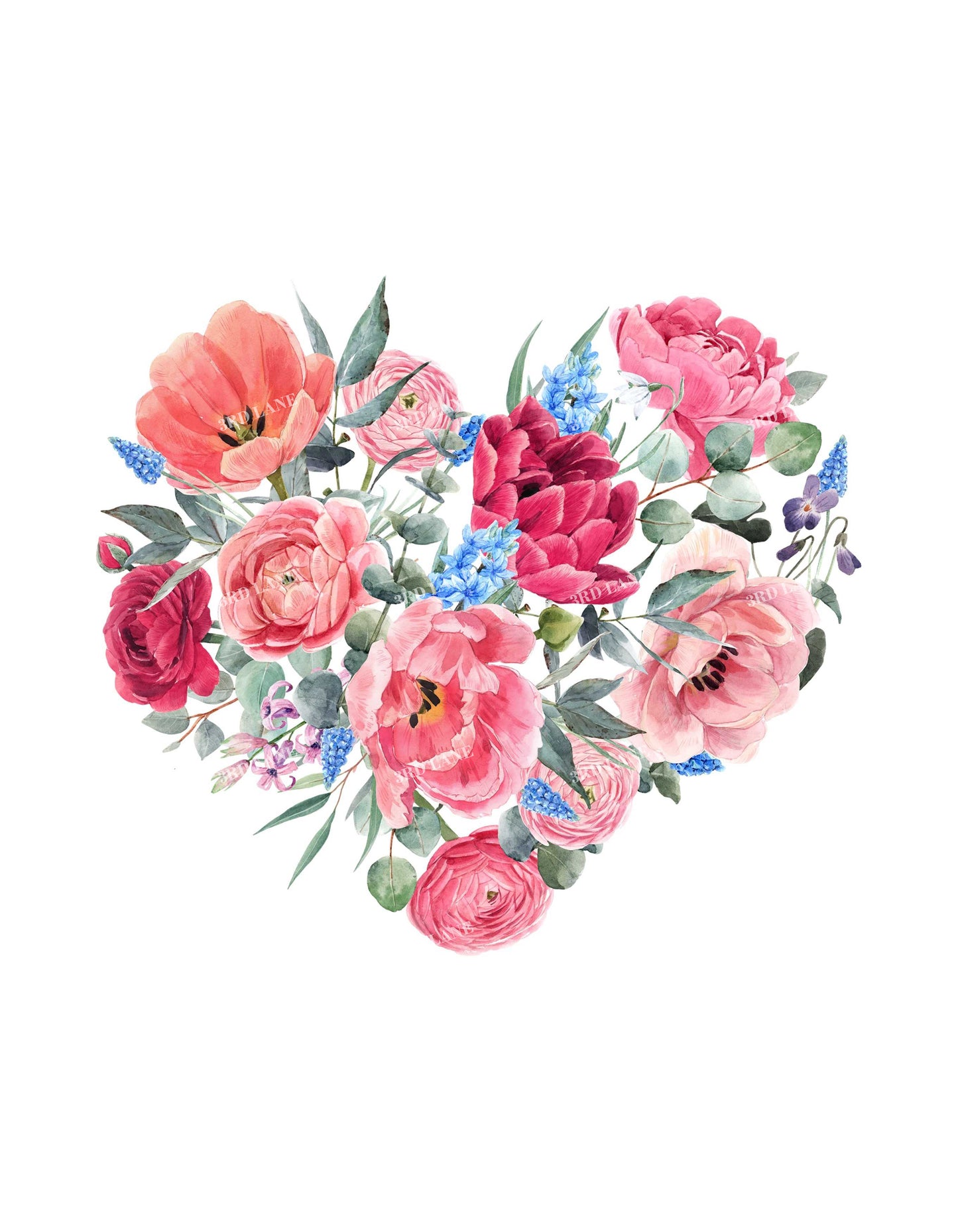 Lt Grey Marl Flower Heart Graphic