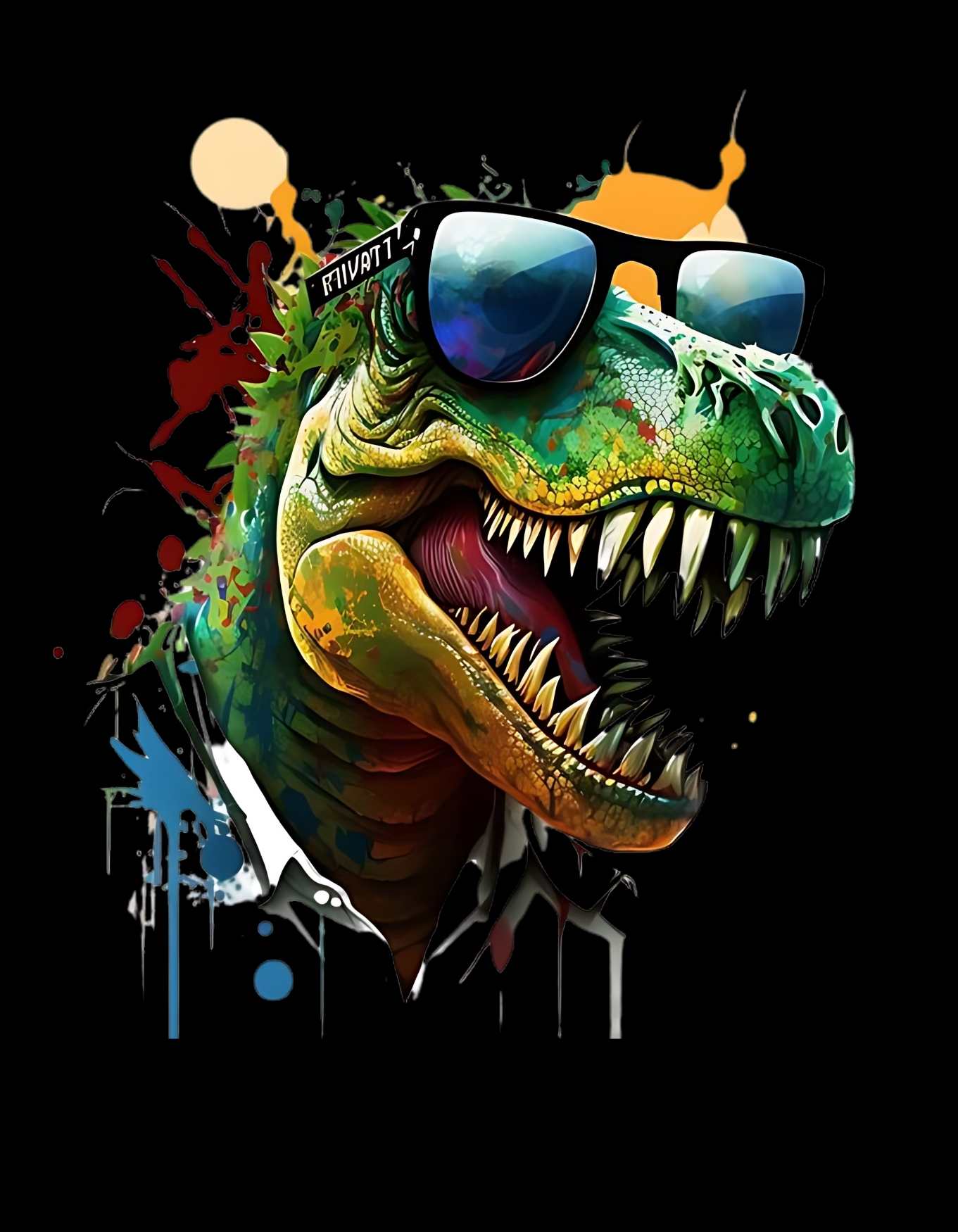 Black Dino with Sun Glass Graphic