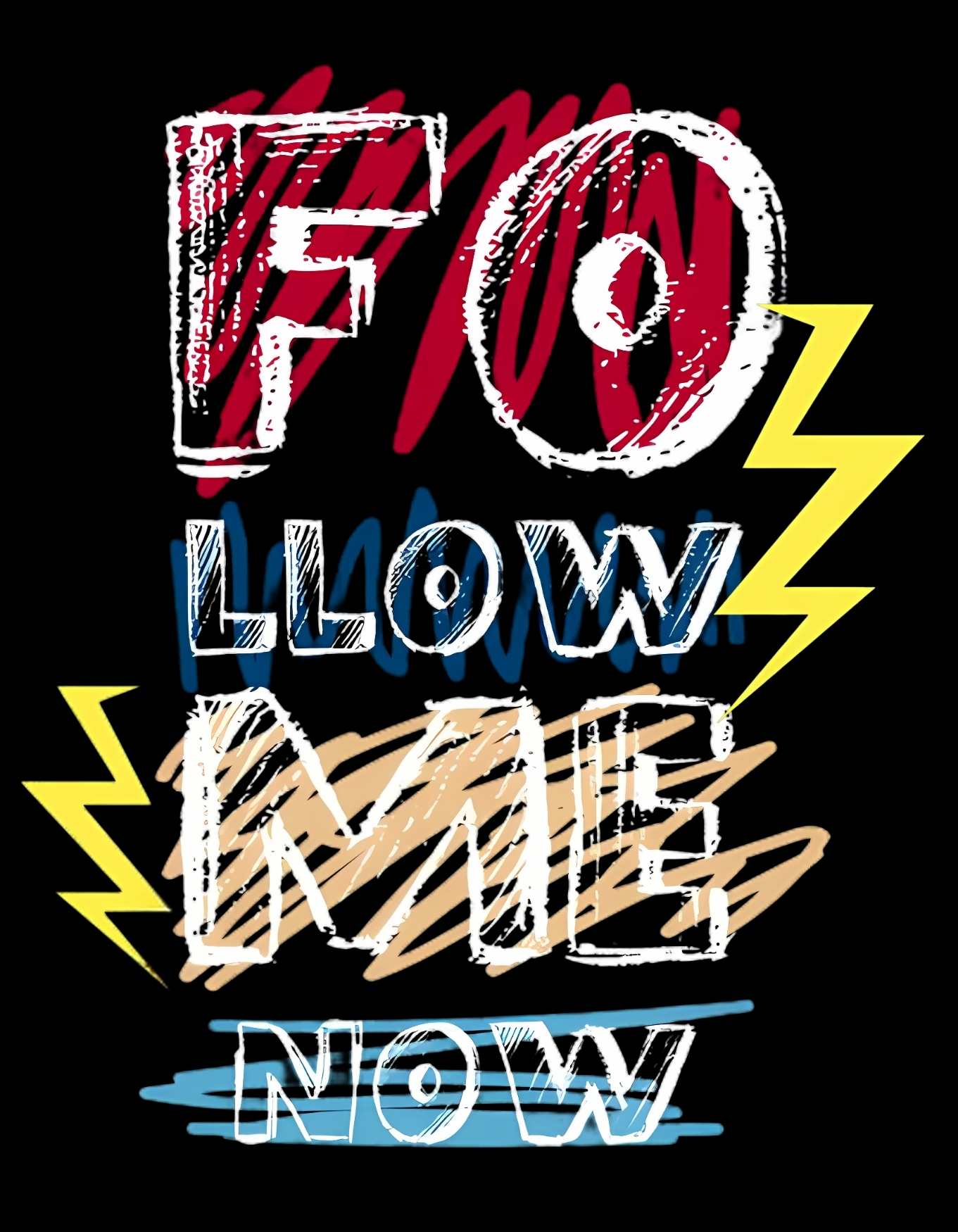 Red Follow Me Now Graphic