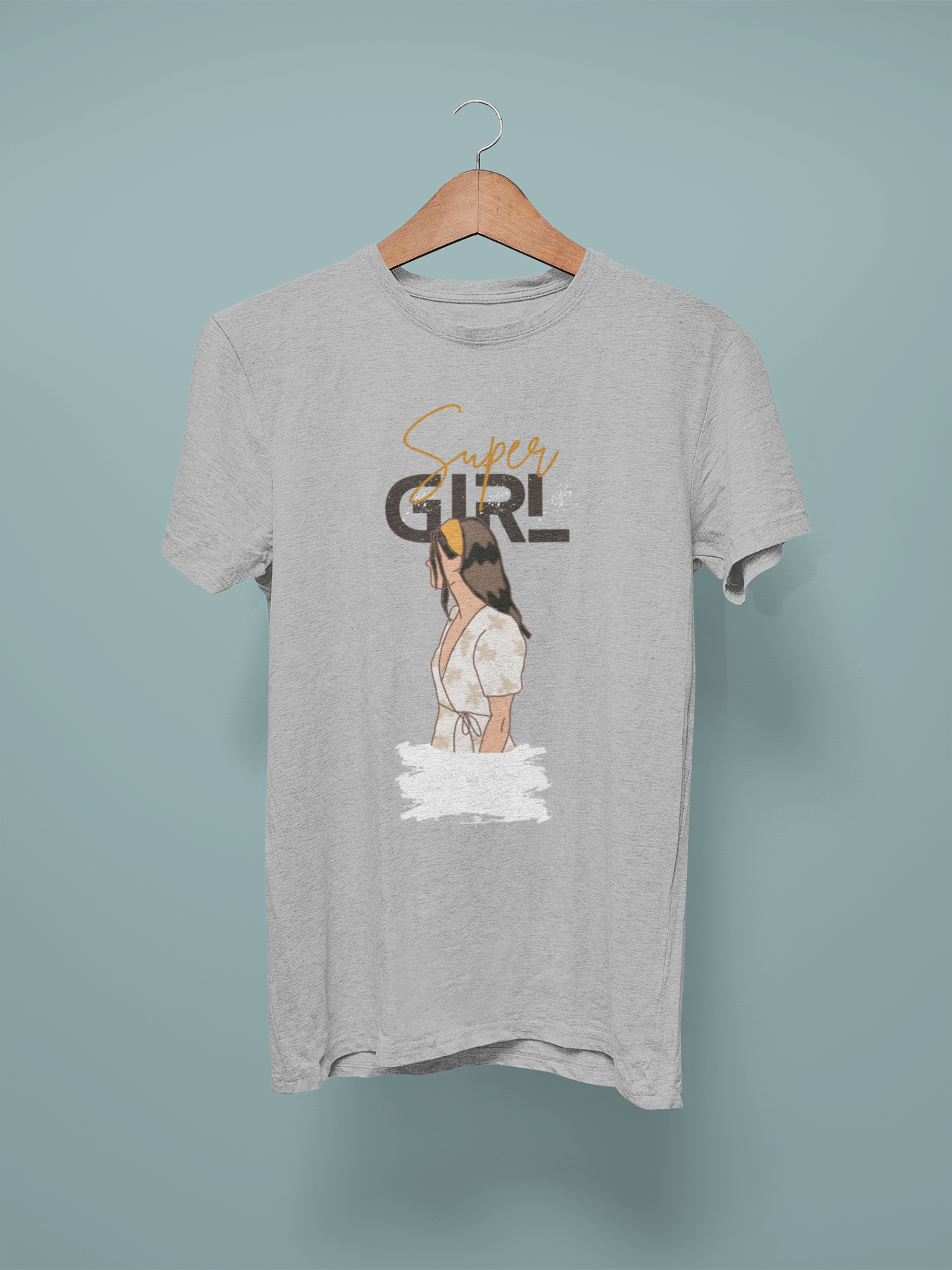 Lt Grey Marl Super Girl Graphic