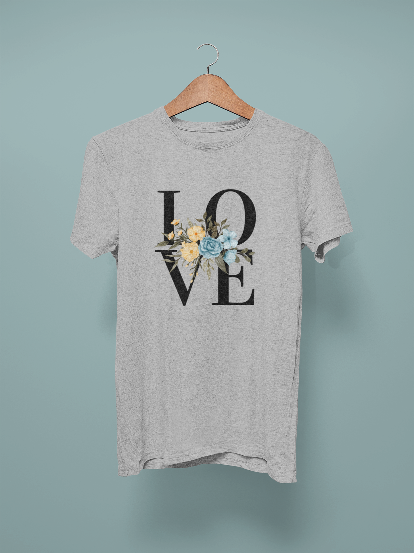 Lt Grey Marl Love Graphic