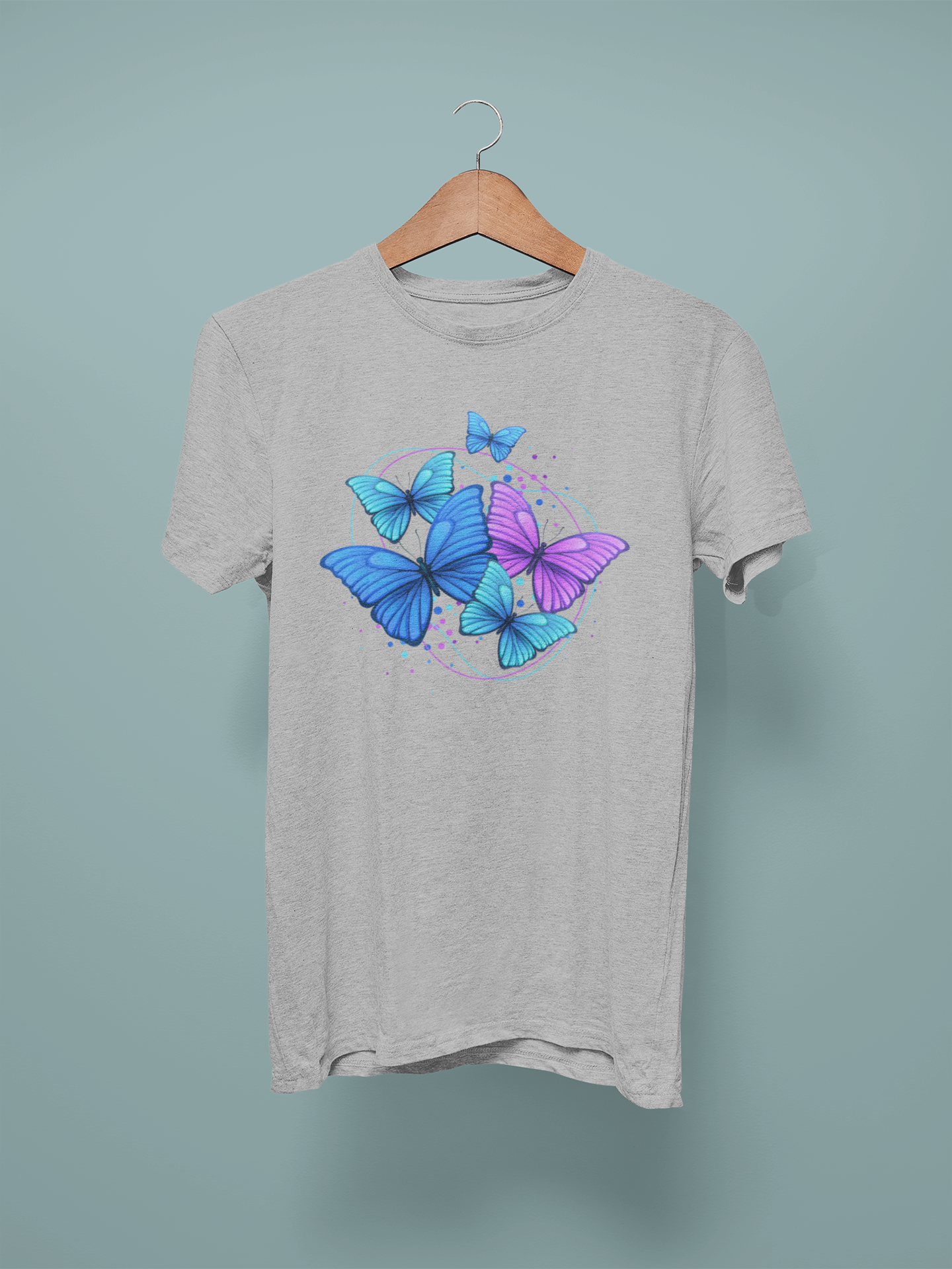 Lt Grey Marl Butterfly Graphic