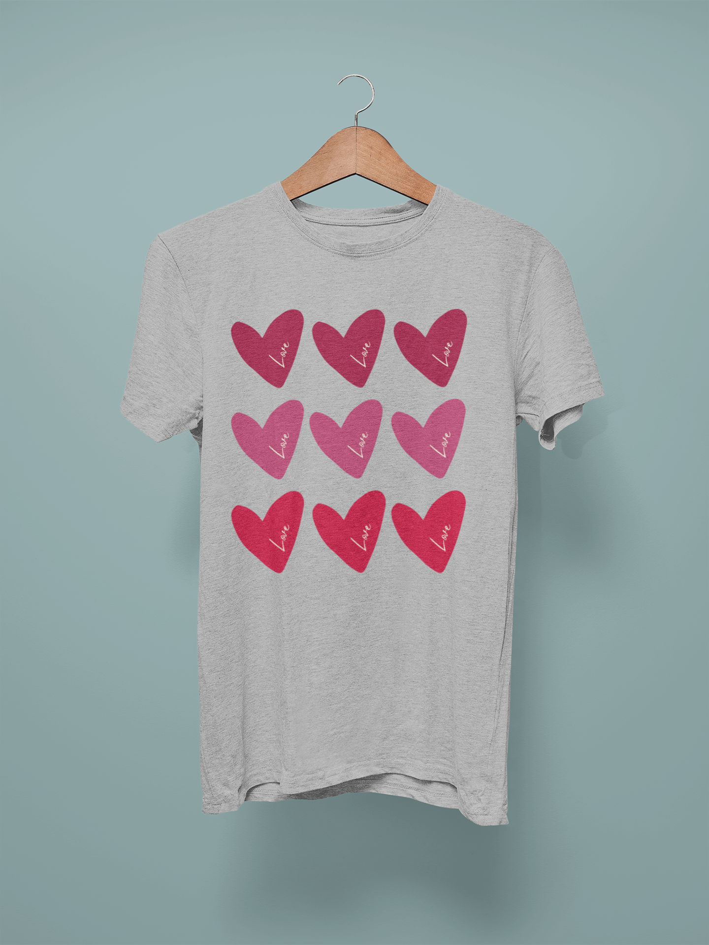 Lt Grey Marl Nine Hearts Graphic