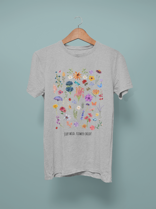 Lt Grey Marl Stay Wild, Flower Childe Graphic