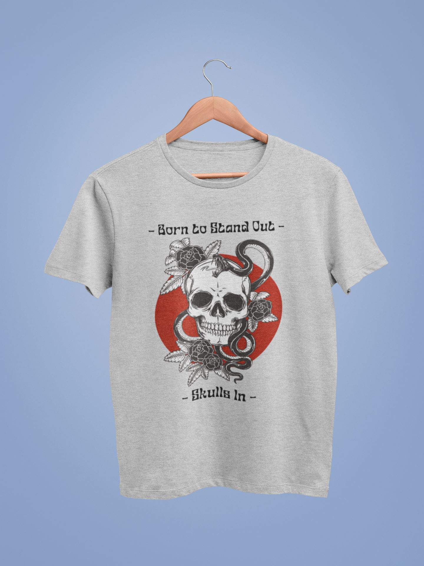 Lt Grey Marl Born to Stand Out Skull Graphic