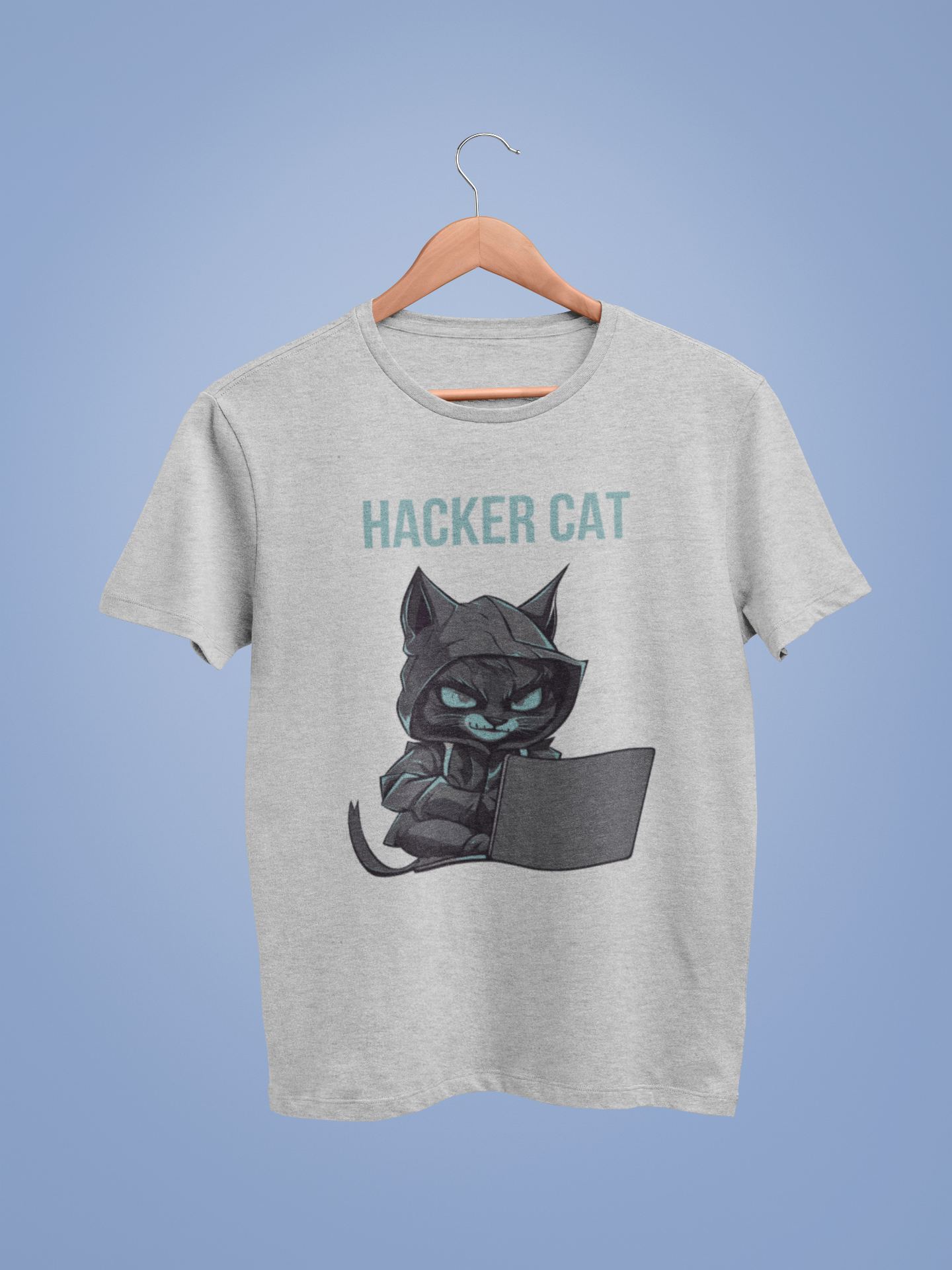 Lt Grey Marl Haker Cat Graphic