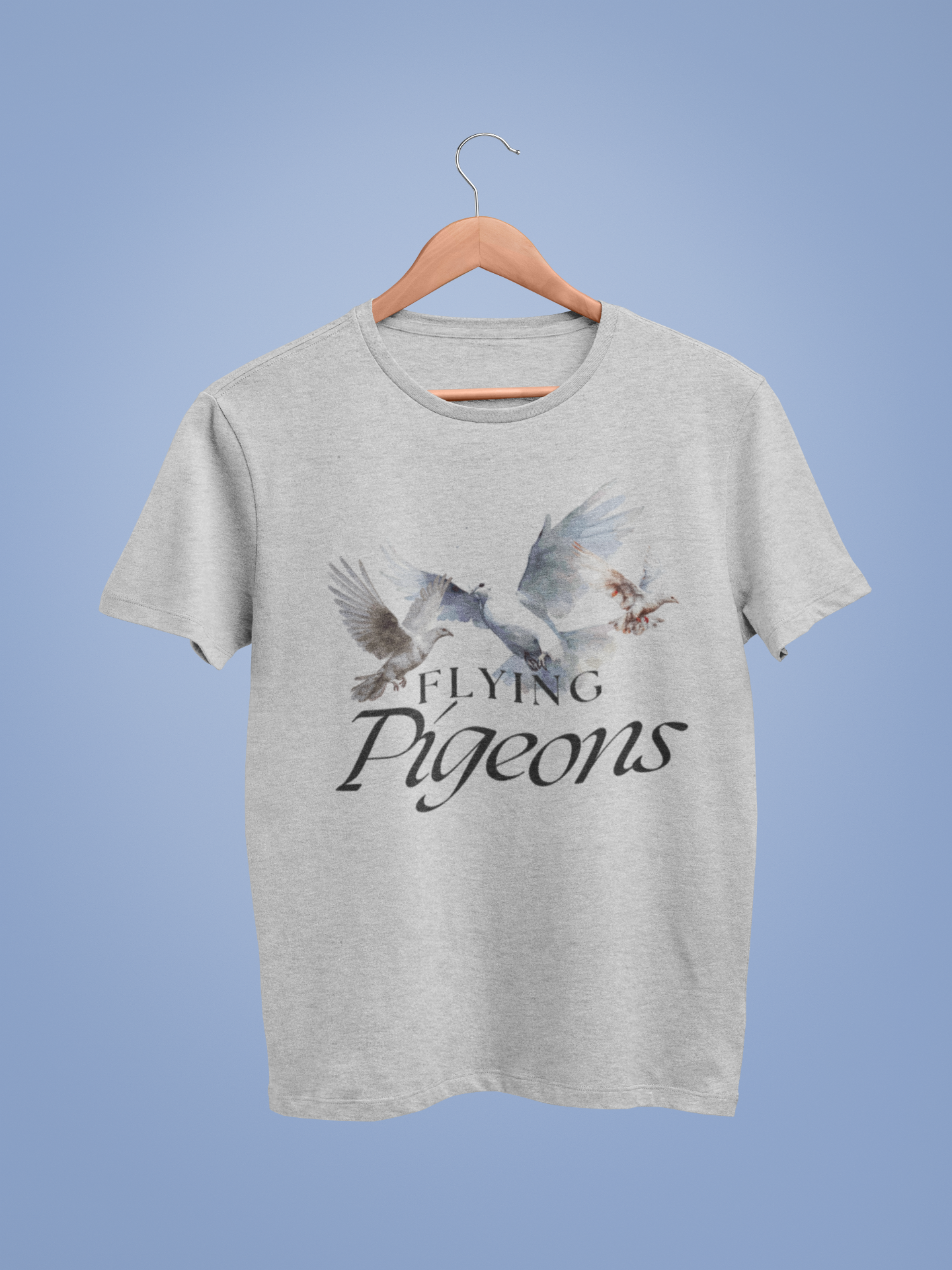 Lt Grey Marl Flying Pigeons Graphic