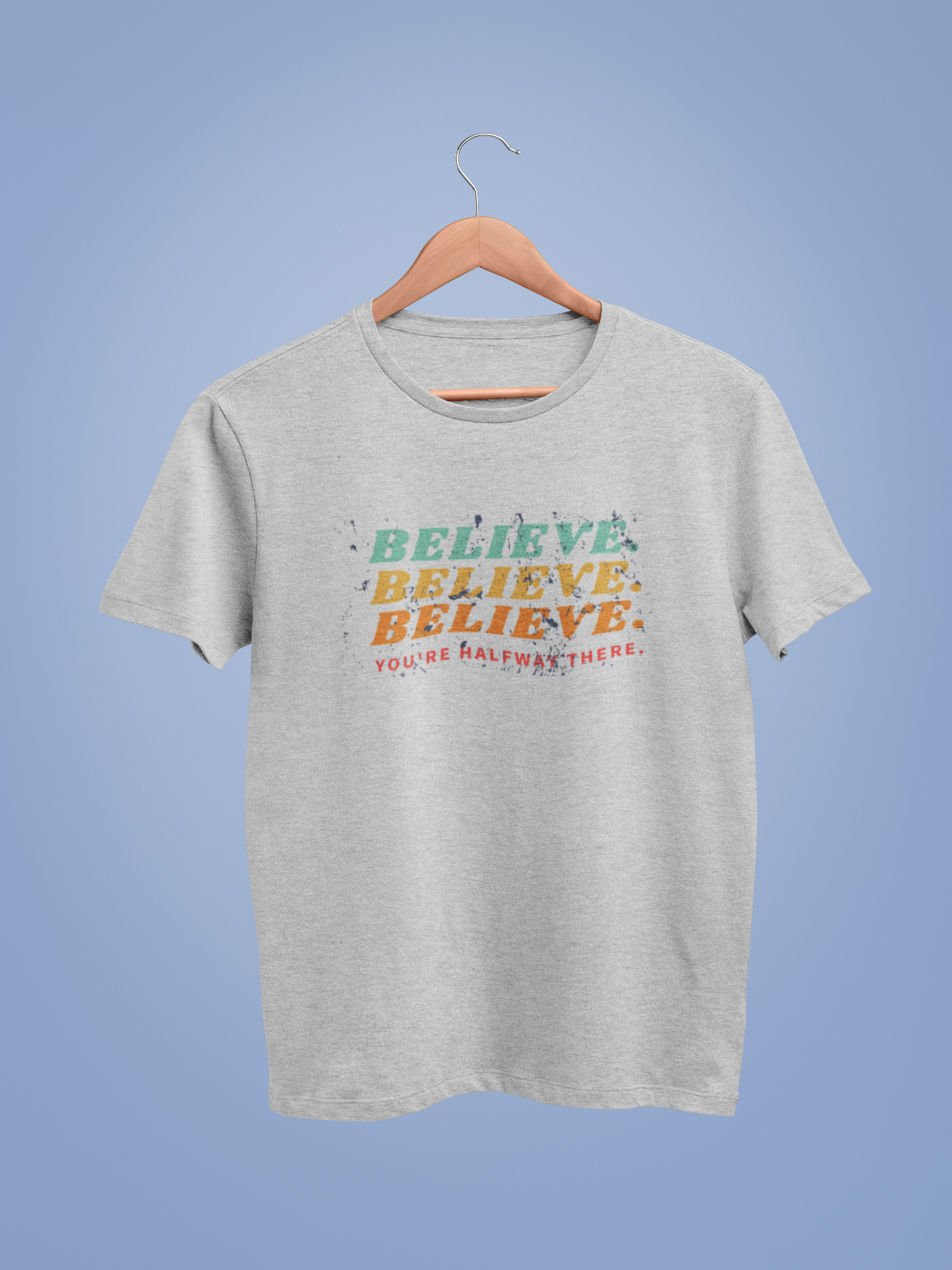 Lt Grey Marl Believe Graphic