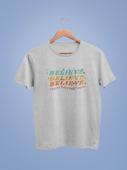 Lt Grey Marl Believe Graphic