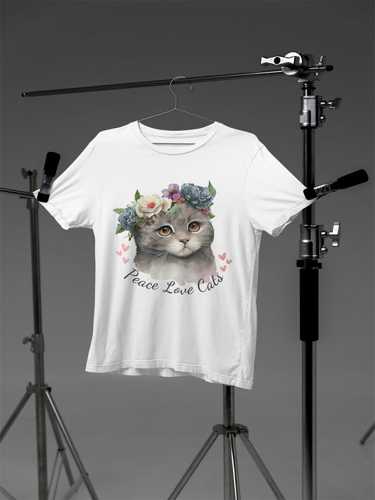 White Peace Love Cats Graphic