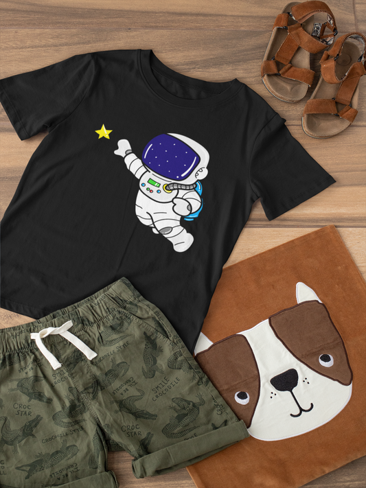 Black Astronaut touching Star Graphic