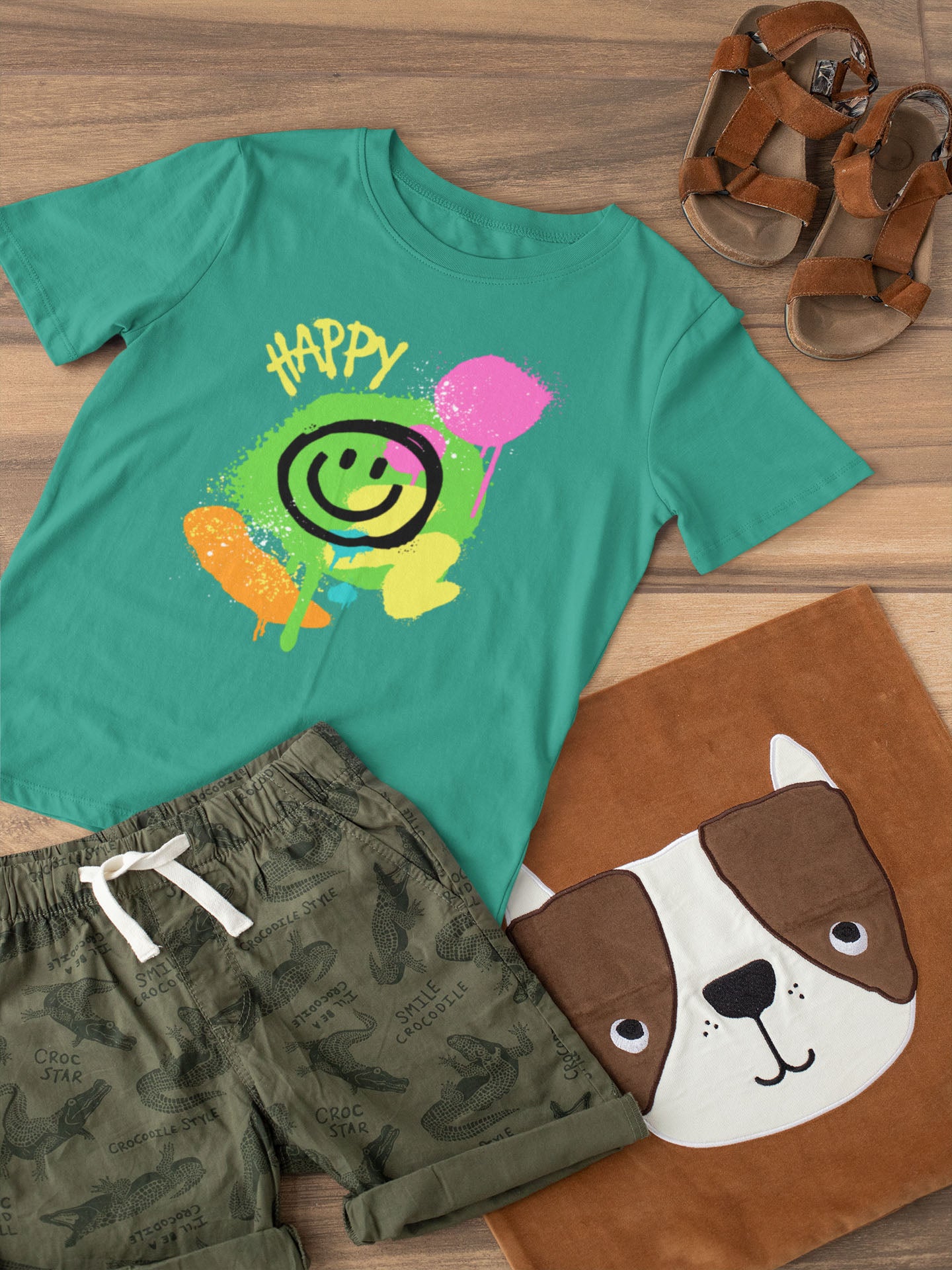 Teal Happy Graphic