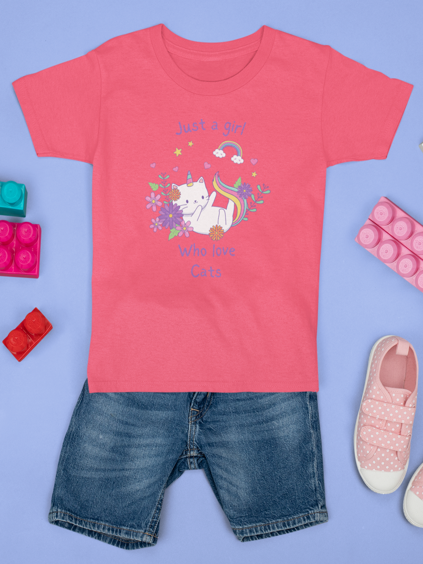 Coral Girl Who Love Cats Graphic